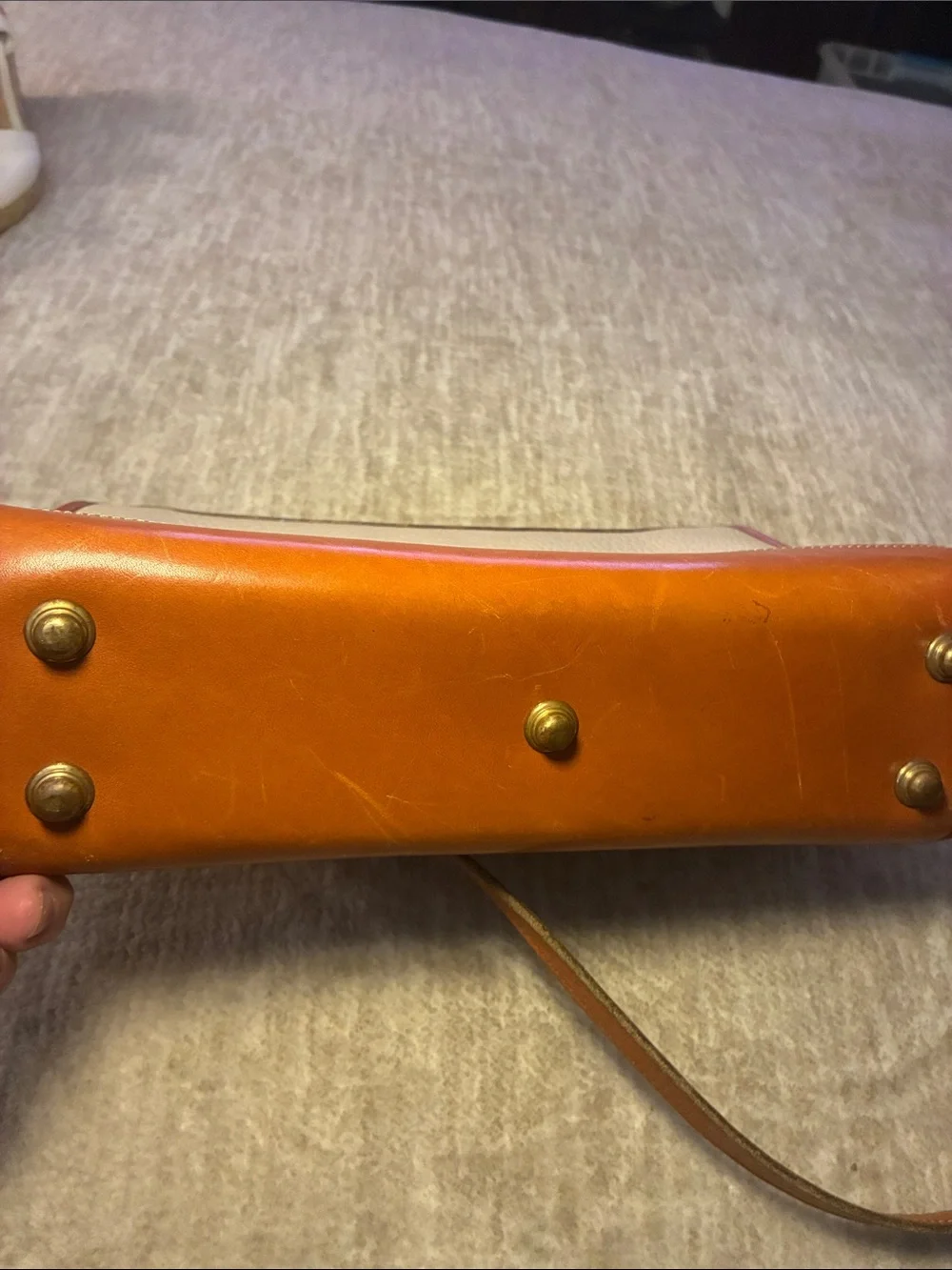 Dooney & Bourke Cream‎ Pebbled Leather Crossbody with Tan Trim